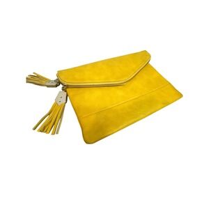 Urban Expressions Envelope Clutch Womens Large Yellow Vegan Leather Tassel‎ Boho